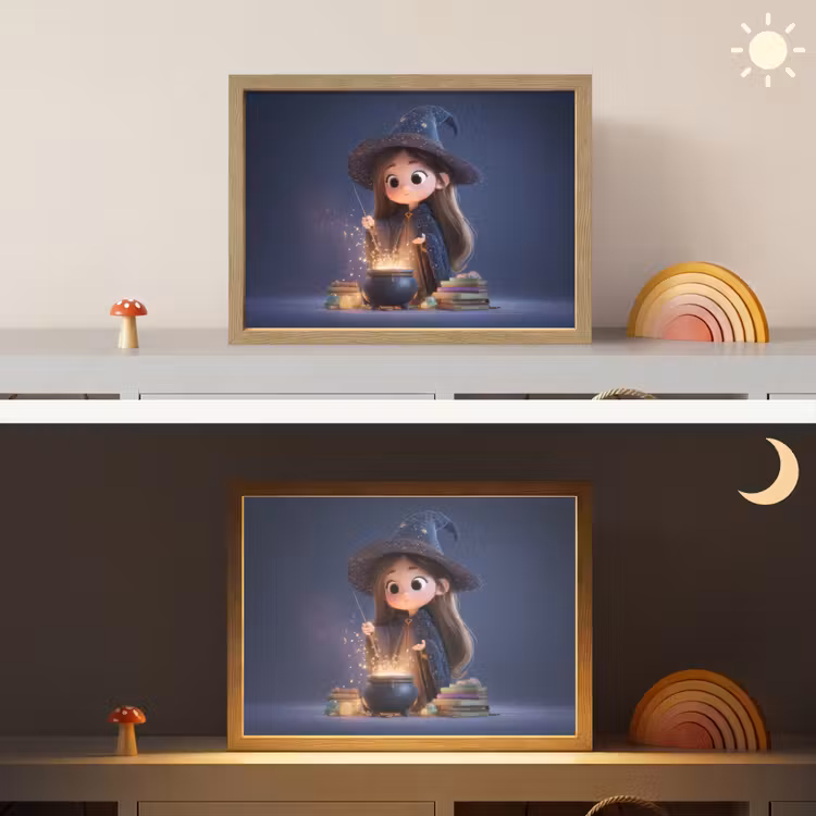 Tovenares - Magisch - Blauw - Toveren Light Box met batterij (Wandlamp kind) middel -sfeer3_kind