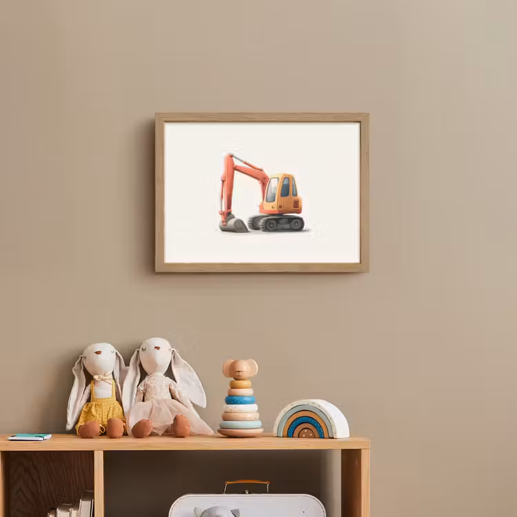 Graafmachine - Oranje - Illustratie - Minimalistisch Light Box met batterij (Wandlamp kind) middel -sfeer2_kind