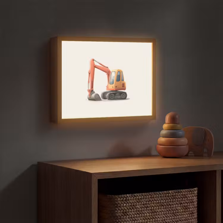Graafmachine - Oranje - Illustratie - Minimalistisch Light Box met batterij (Wandlamp kind) middel -sfeer5_kind