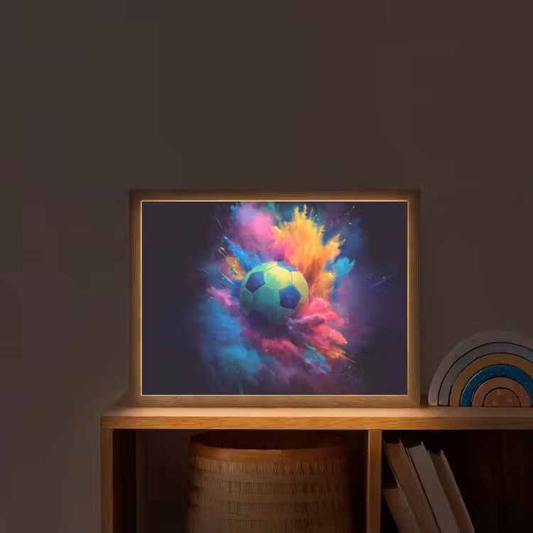 Explosie - Kleurrijk - Voetbal - Abstract Light Box met batterij (Wandlamp kind) middel -sfeer1_kind