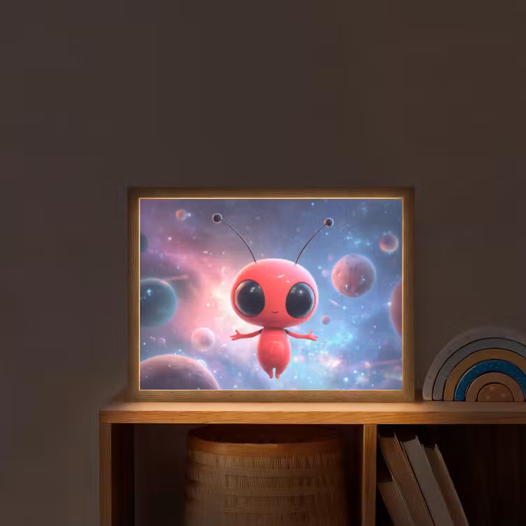 Buitenaards wezen - Rood - Planeten Light Box met batterij (Wandlamp kind) middel -sfeer1_kind
