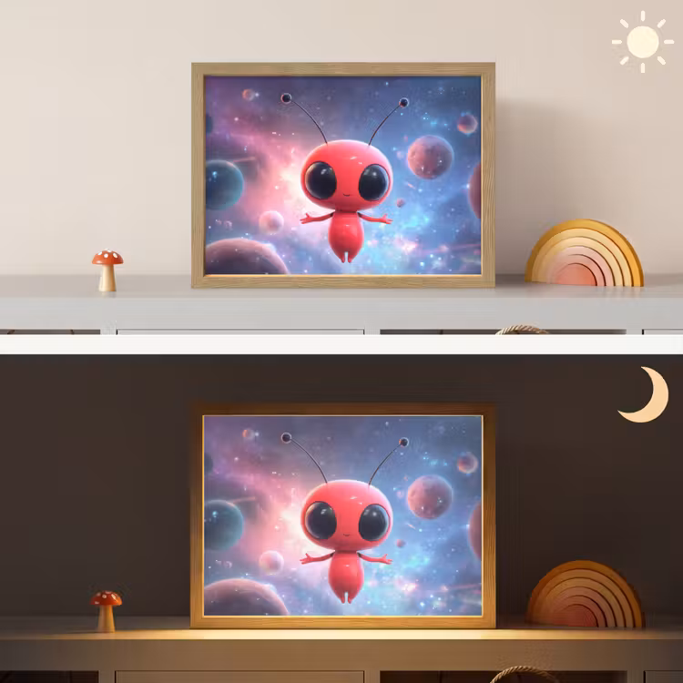 Buitenaards wezen - Rood - Planeten Light Box met batterij (Wandlamp kind) middel -sfeer3_kind