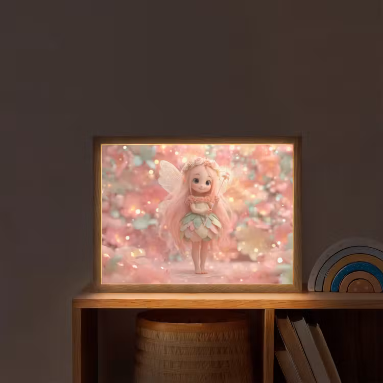 Fee - Bloemen - Roze Light Box met batterij (Wandlamp kind) middel -sfeer1_kind
