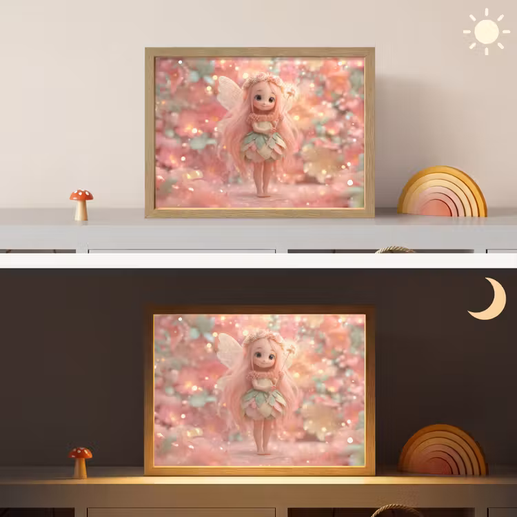 Fee - Bloemen - Roze Light Box met batterij (Wandlamp kind) middel -sfeer3_kind
