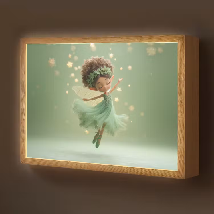 Fee - Groen - Sprookje - Sterren Light Box met batterij (Wandlamp kind) middel -z3d_website