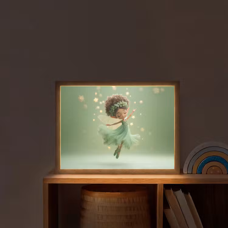 Fee - Groen - Sprookje - Sterren Light Box met batterij (Wandlamp kind) middel -sfeer1_kind