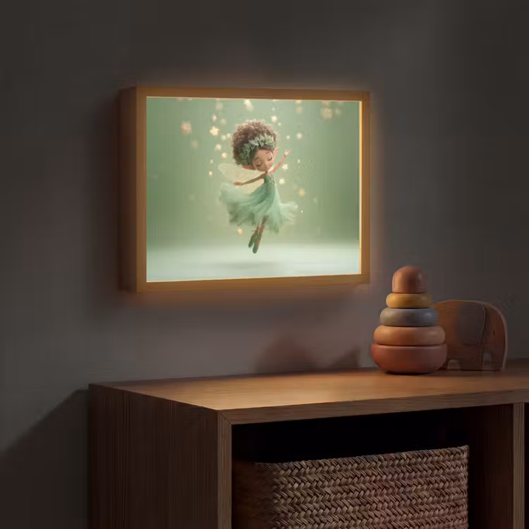 Fee - Groen - Sprookje - Sterren Light Box met batterij (Wandlamp kind) middel -sfeer5_kind