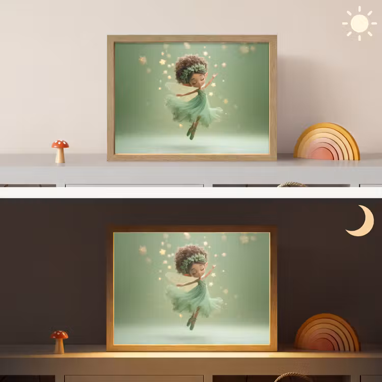 Fee - Groen - Sprookje - Sterren Light Box met batterij (Wandlamp kind) middel -sfeer3_kind