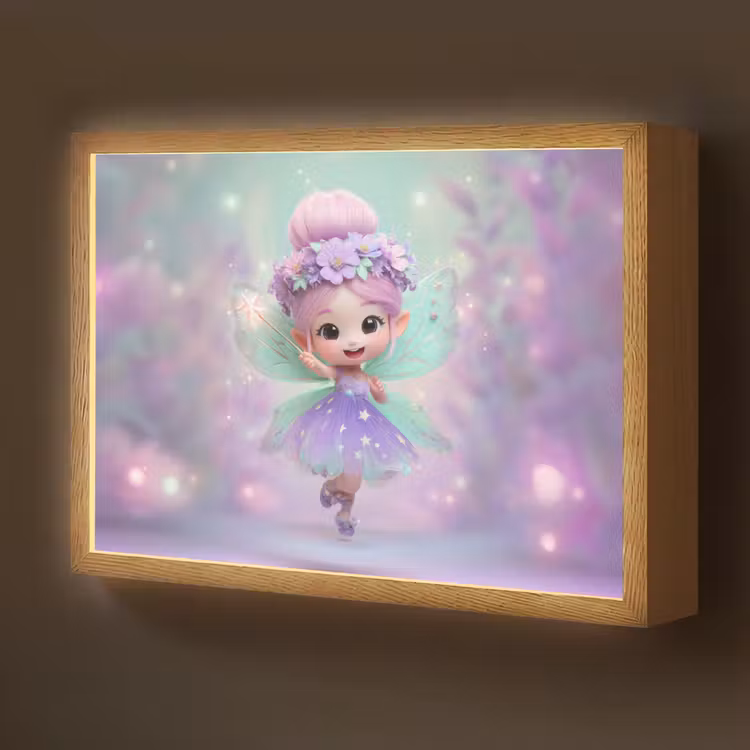 Fee - Paars - Sprookje Light Box met batterij (Wandlamp kind) middel -z3d_website