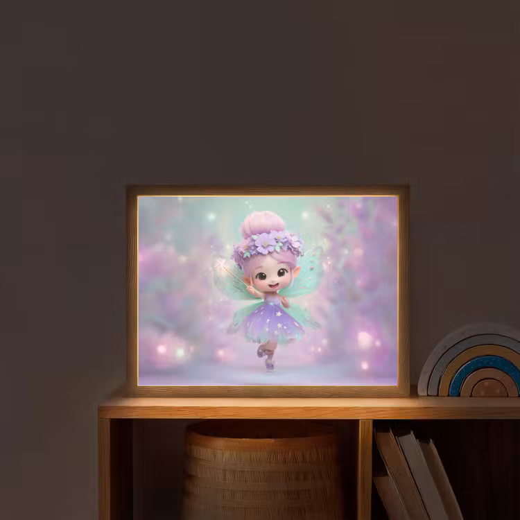 Fee - Paars - Sprookje Light Box met batterij (Wandlamp kind) middel -sfeer1_kind