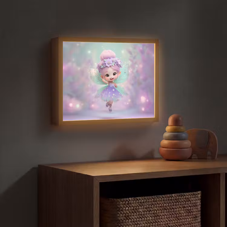 Fee - Paars - Sprookje Light Box met batterij (Wandlamp kind) middel -sfeer5_kind