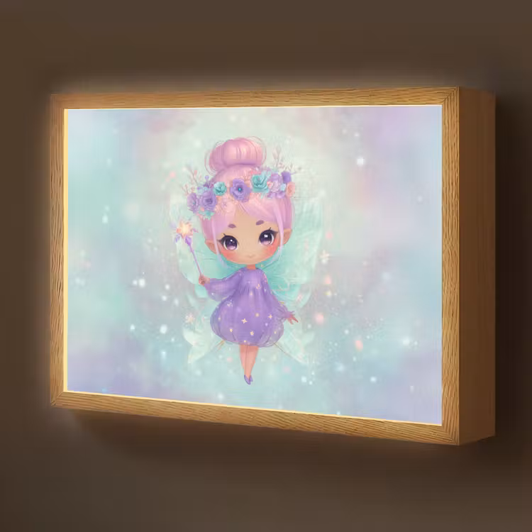 Fee - Paars - Glinsters Light Box met batterij (Wandlamp kind) middel -z3d_website