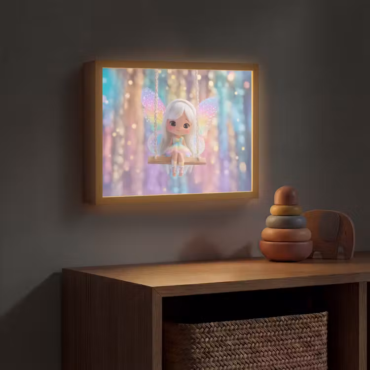 Fee - Schommel - Paars - Glinsters Light Box met batterij (Wandlamp kind) middel -sfeer5_kind