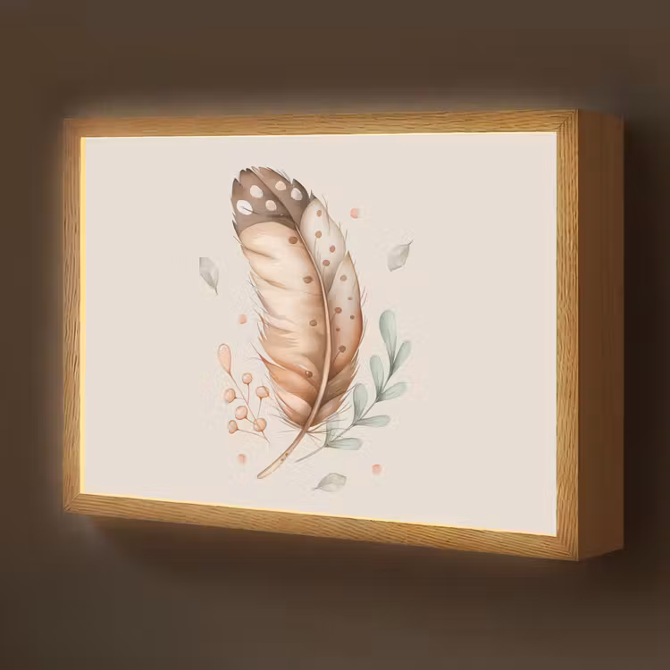 Veer - Bohemian - Boho - Pastel kleuren Light Box met batterij (Wandlamp kind) middel -z3d_website