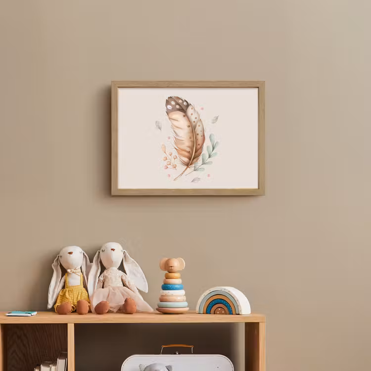 Veer - Bohemian - Boho - Pastel kleuren Light Box met batterij (Wandlamp kind) middel -sfeer2_kind