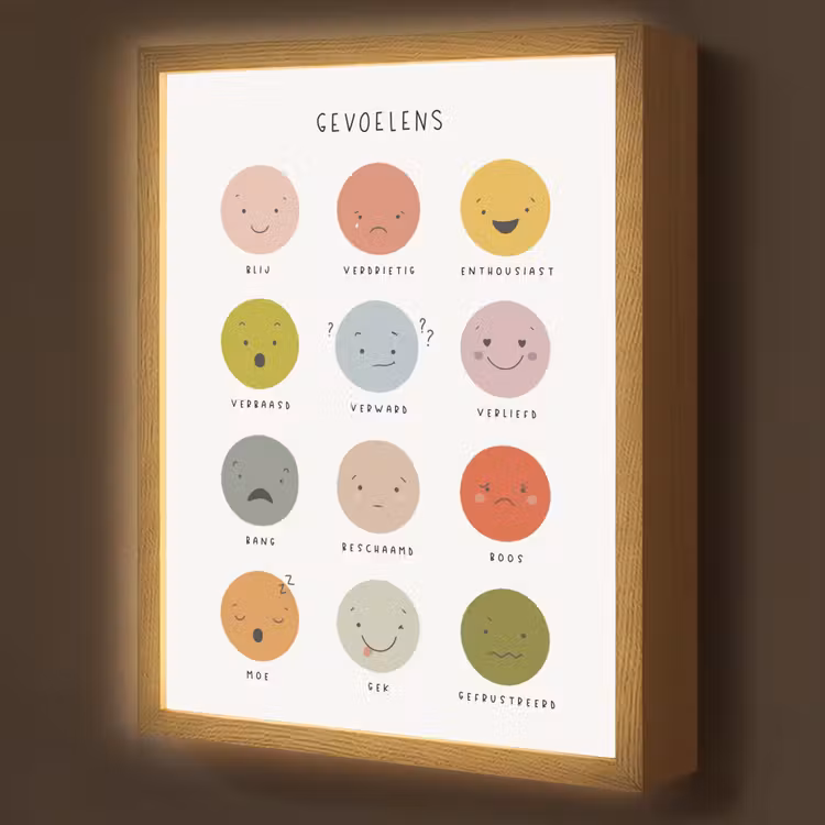 Gevoelens - Leren voor kinderen - Educatief - Kleuren Light Box met batterij (Wandlamp kind) middel -z3d_website