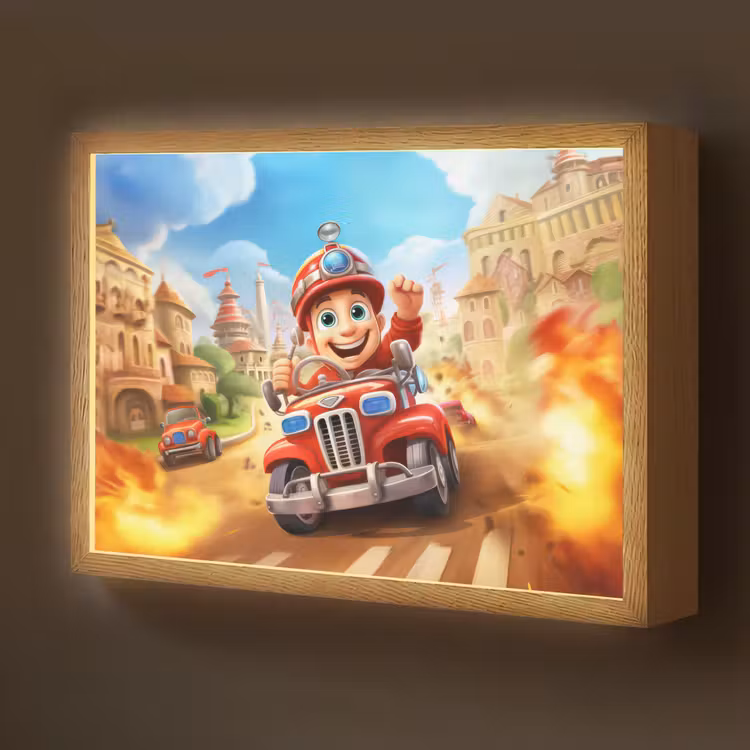 Brandweer - Jongens - Kinderen - Auto Light Box met batterij (Wandlamp kind) middel -z3d_website