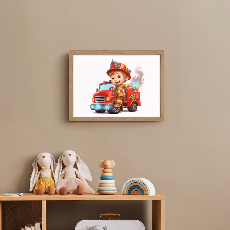 Brandweerwagen - Jongens - Kind - Rood Light Box met batterij (Wandlamp kind) middel -sfeer2_kind