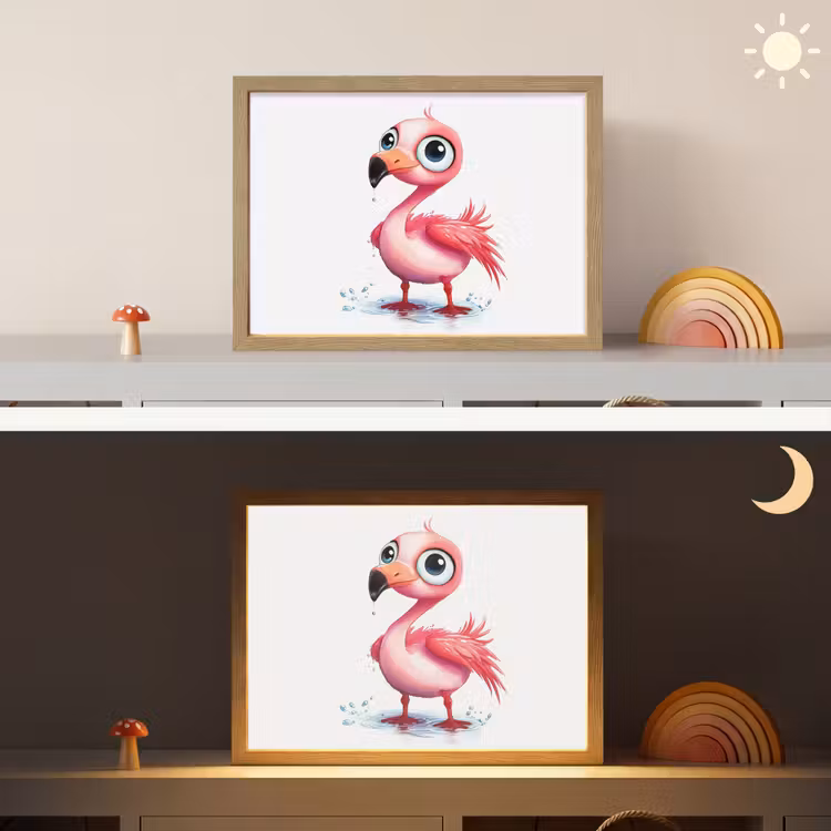 Flamingo - Roze - Water Light Box met batterij (Wandlamp kind) middel -sfeer3_kind