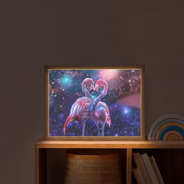 Flamingo's - Dieren - Ruimte - Galaxy Light Box met batterij (Wandlamp kind) middel -sfeer1_kind