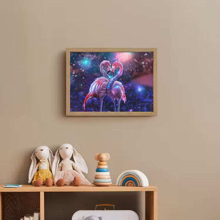 Flamingo's - Dieren - Ruimte - Galaxy Light Box met batterij (Wandlamp kind) middel -sfeer2_kind