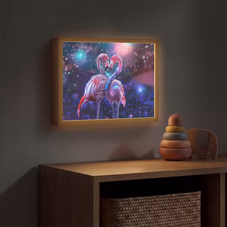 Flamingo's - Dieren - Ruimte - Galaxy Light Box met batterij (Wandlamp kind) middel -sfeer5_kind