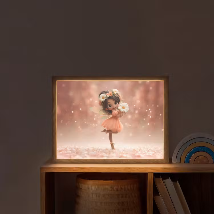 Bloemenfee - Roze - Meisje Light Box met batterij (Wandlamp kind) middel -sfeer1_kind