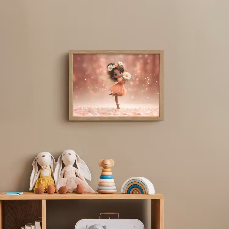 Bloemenfee - Roze - Meisje Light Box met batterij (Wandlamp kind) middel -sfeer2_kind