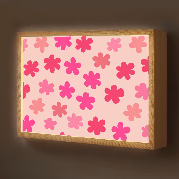 Bloemen - Patroon - Roze Light Box met batterij (Wandlamp kind) middel -z3d_website