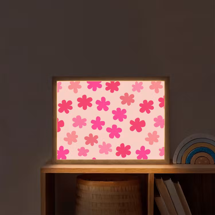 Bloemen - Patroon - Roze Light Box met batterij (Wandlamp kind) middel -sfeer1_kind