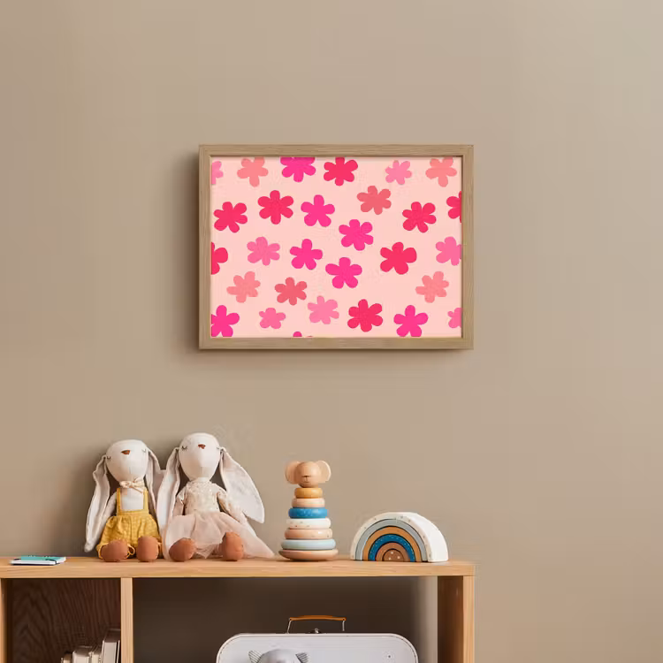 Bloemen - Patroon - Roze Light Box met batterij (Wandlamp kind) middel -sfeer2_kind