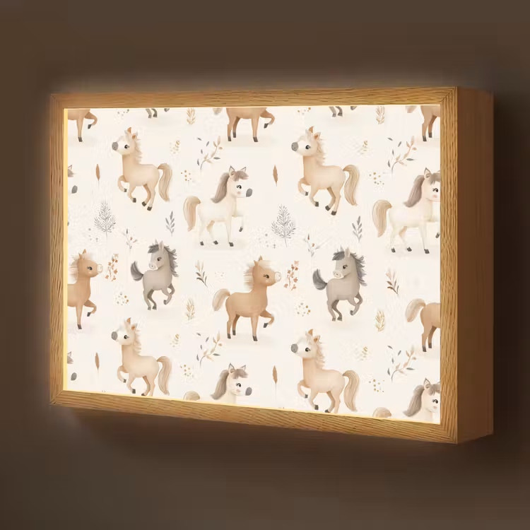 Veulens - Paard - Patroon - Beige Light Box met batterij (Wandlamp kind) middel -z3d_website