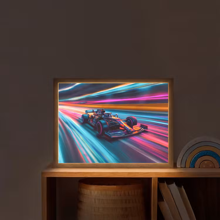 Formule 1 - Auto - Race - Jongens - Kleurrijk Light Box met batterij (Wandlamp kind) middel -sfeer1_kind