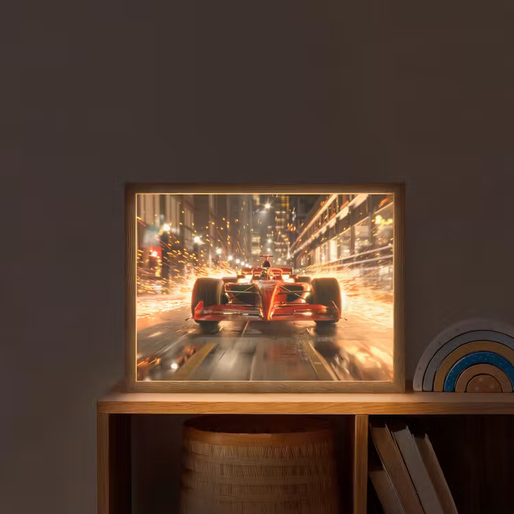 Formule 1 - Auto - Race - Goud - Jongens Light Box met batterij (Wandlamp kind) middel -sfeer1_kind