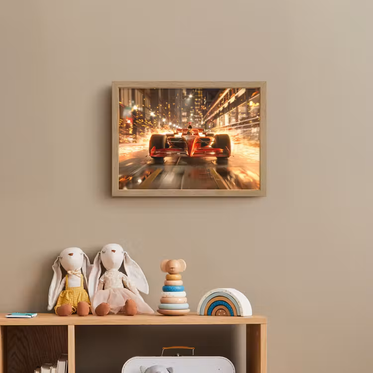 Formule 1 - Auto - Race - Goud - Jongens Light Box met batterij (Wandlamp kind) middel -sfeer2_kind