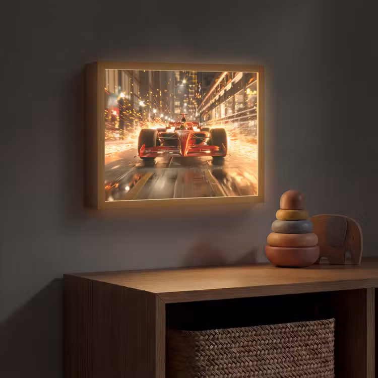 Formule 1 - Auto - Race - Goud - Jongens Light Box met batterij (Wandlamp kind) middel -sfeer5_kind