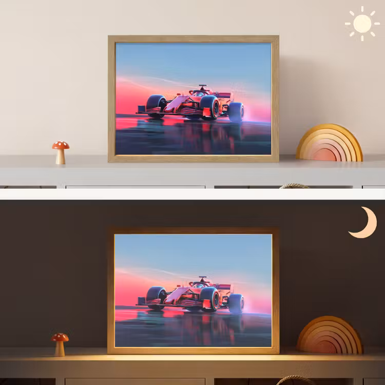 Formule 1 - Race  - Auto - Jongens Light Box met batterij (Wandlamp kind) middel -sfeer3_kind