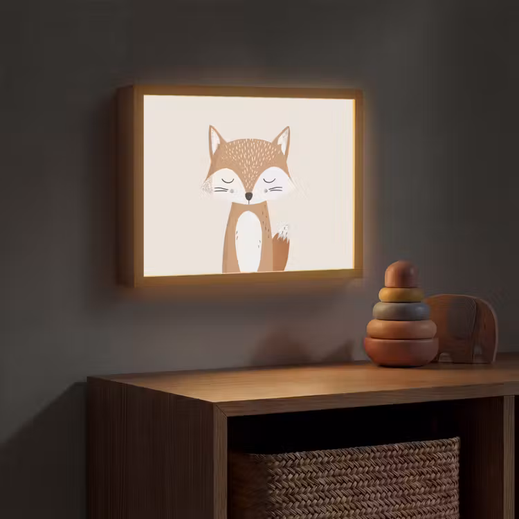 Vos - Dier - Bosdieren Light Box met batterij (Wandlamp kind) middel -sfeer5_kind