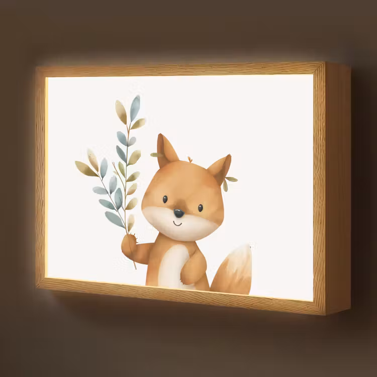 Vos - Dier - Bosdieren Light Box met batterij (Wandlamp kind) middel -z3d_website