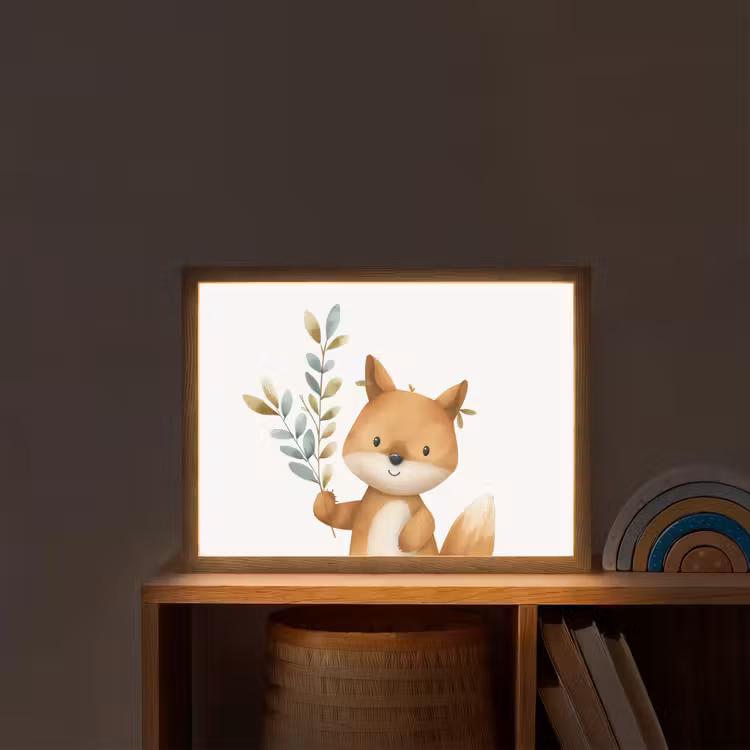 Vos - Dier - Bosdieren Light Box met batterij (Wandlamp kind) middel -sfeer1_kind