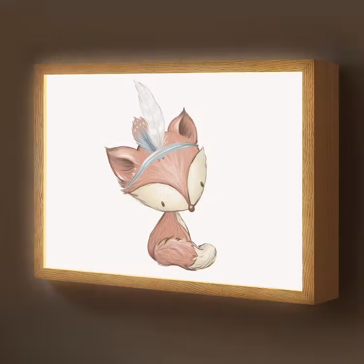 Vos - Dier - Bosdieren Light Box met batterij (Wandlamp kind) middel -z3d_website