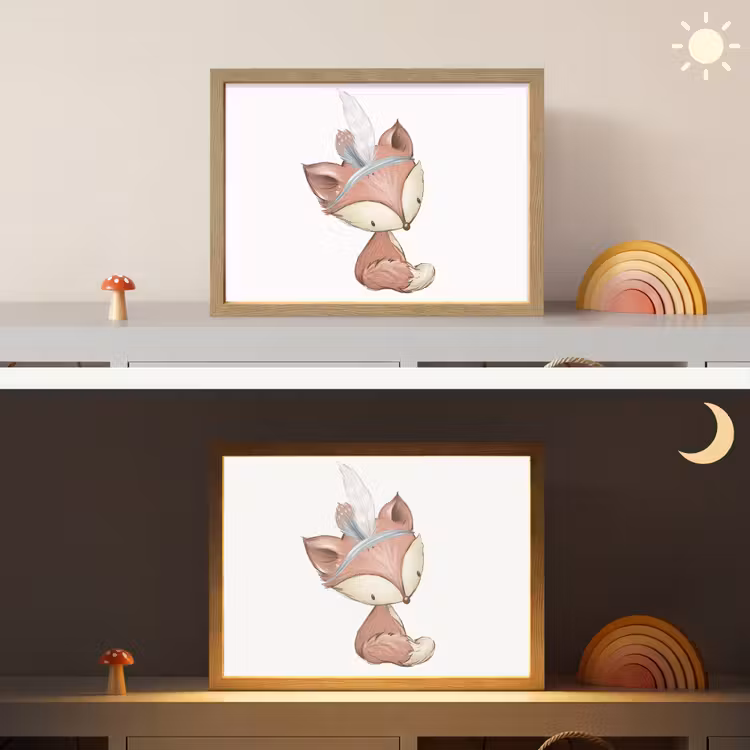 Vos - Dier - Bosdieren Light Box met batterij (Wandlamp kind) middel -sfeer3_kind