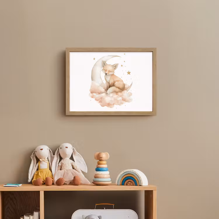 Vos - Wolken - Maan - Sterren Light Box met batterij (Wandlamp kind) middel -sfeer2_kind