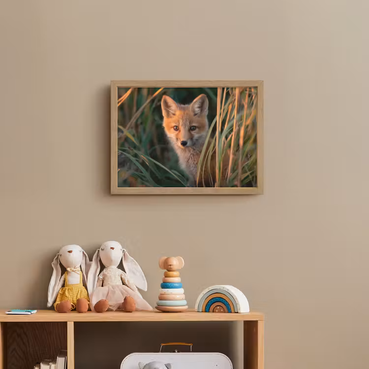 Vos - Oranje - Gras Light Box met batterij (Wandlamp kind) middel -sfeer2_kind