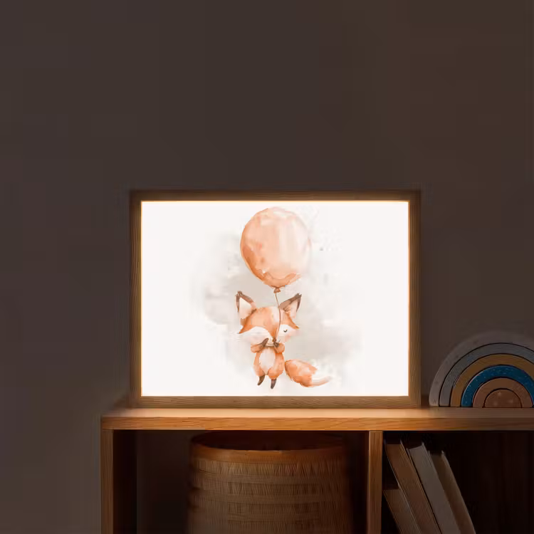 Vos - Pastel kleuren - Dier Light Box met batterij (Wandlamp kind) middel -sfeer1_kind