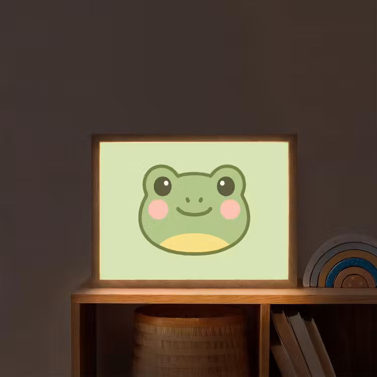 Kikker - Groen - Vriendelijkheid Light Box met batterij (Wandlamp kind) middel -sfeer1_kind
