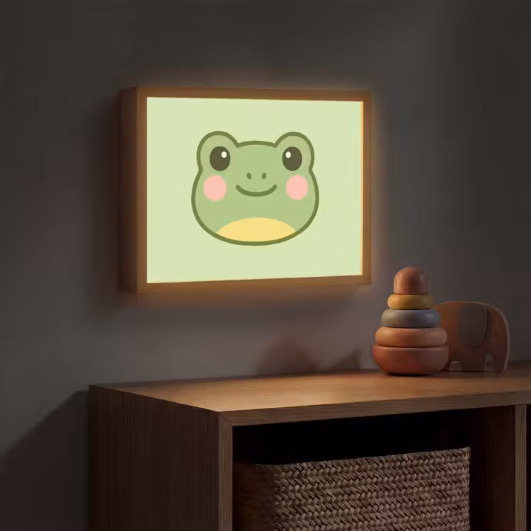 Kikker - Groen - Vriendelijkheid Light Box met batterij (Wandlamp kind) middel -sfeer5_kind
