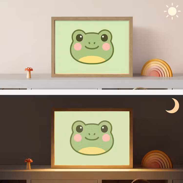 Kikker - Groen - Vriendelijkheid Light Box met batterij (Wandlamp kind) middel -sfeer3_kind