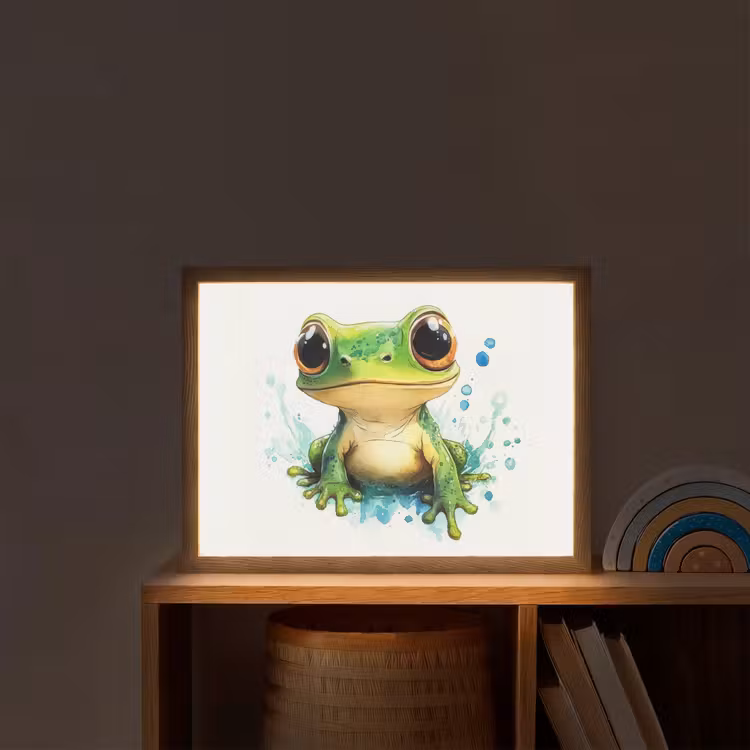 Kikker - Groen - Water - Dieren Light Box met batterij (Wandlamp kind) middel -sfeer1_kind
