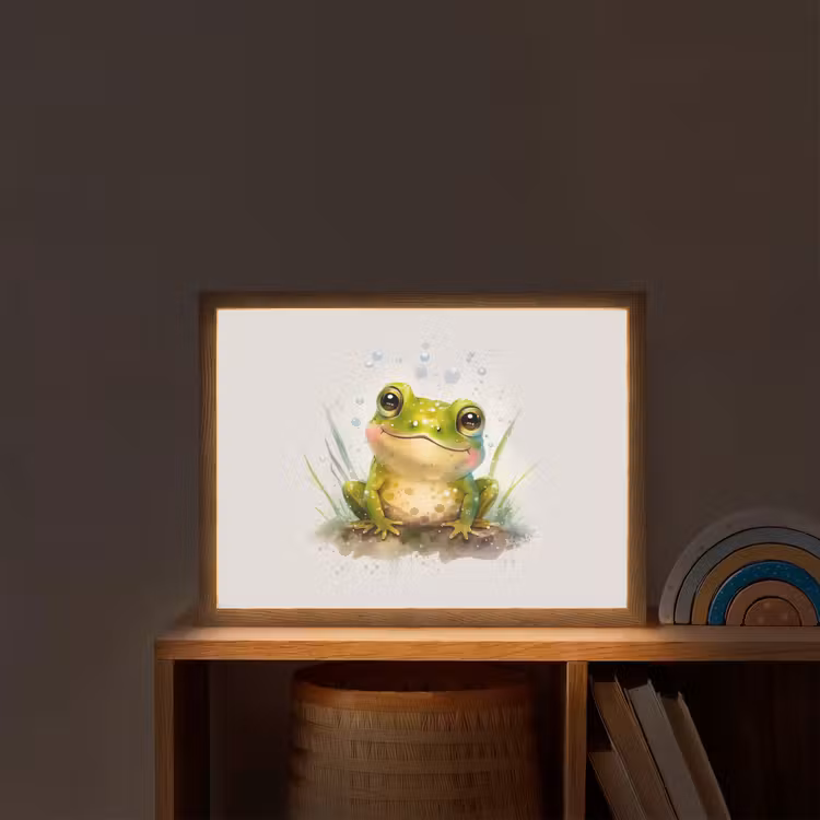 Kikker - Groen - Waterverf - Dieren - Jongen - Meisje Light Box met batterij (Wandlamp kind) middel -sfeer1_kind